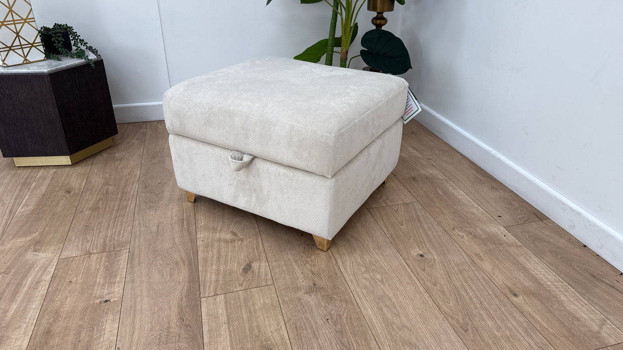 Sofology Luella Fabric Small Storage Footstool in Soft Sherpa Natural