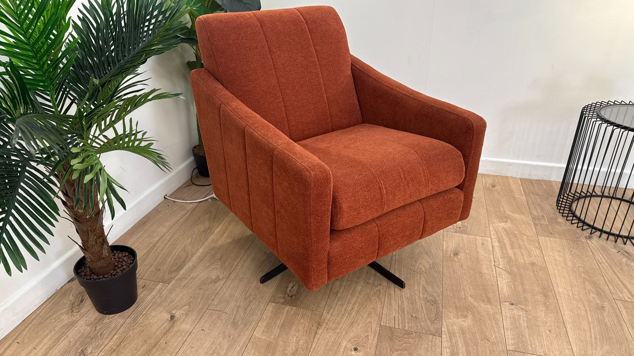 Sofology Soho Fabric Swivel Chair in Micro Boucle Rust