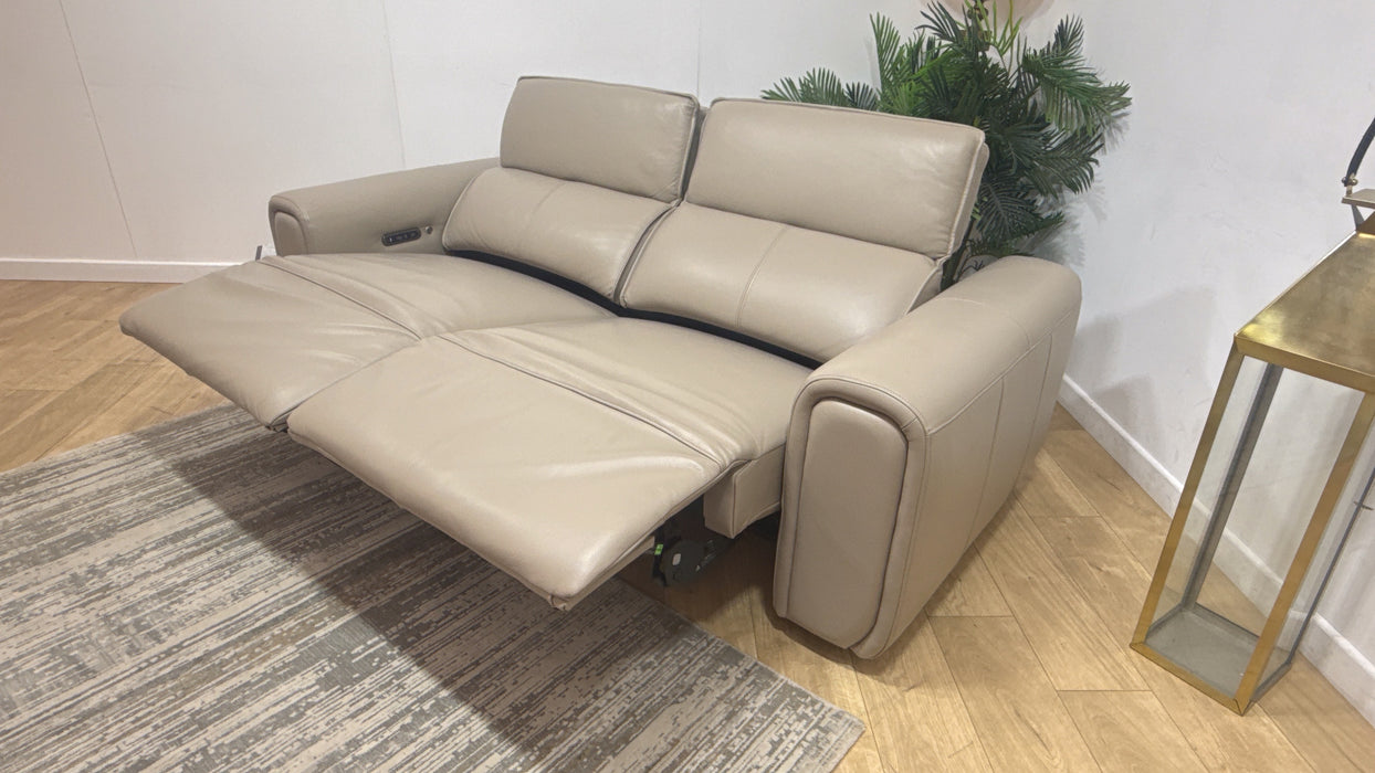 Sofology Premiere Leather 2.5 Seater Smart Console Power Recliner/Headrest Heated Seats in Trusty Embossed Stone
