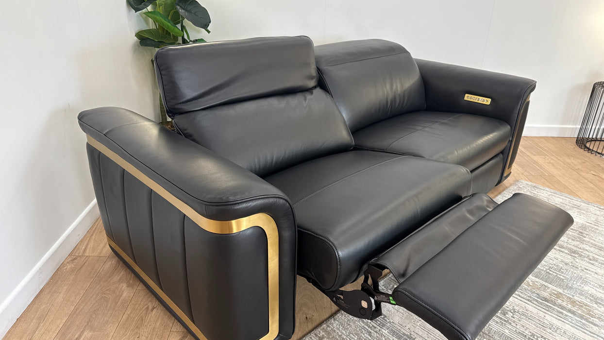 Sofology The Plaza 2.5 Seater Leather Recliner in Trusty Embossed Jet Black