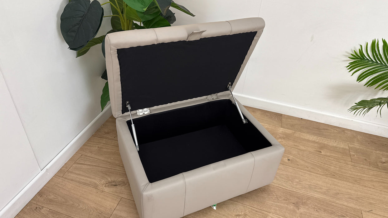 Sofology Lumiere Leather Designer Footstool in Trusty Super Matt Cloud Grey