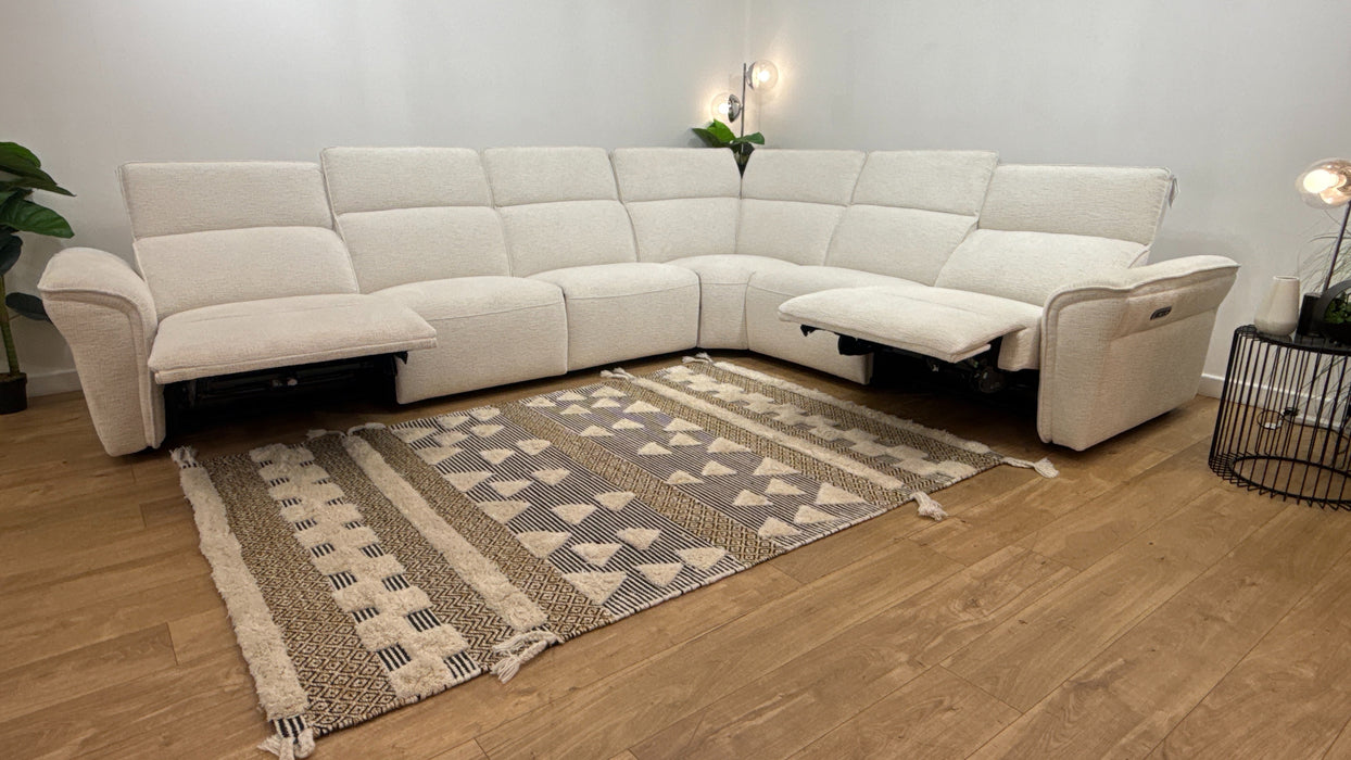 Sofology Fleur 4 Corner 3 Power Recliner  in Cloud Cool Cream