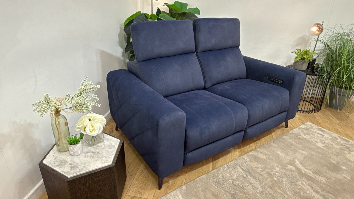 Sofology Allure Fabric 2 Seater Power Recliner/Headrest Heated Seats in Lifestyle Flecked Navy