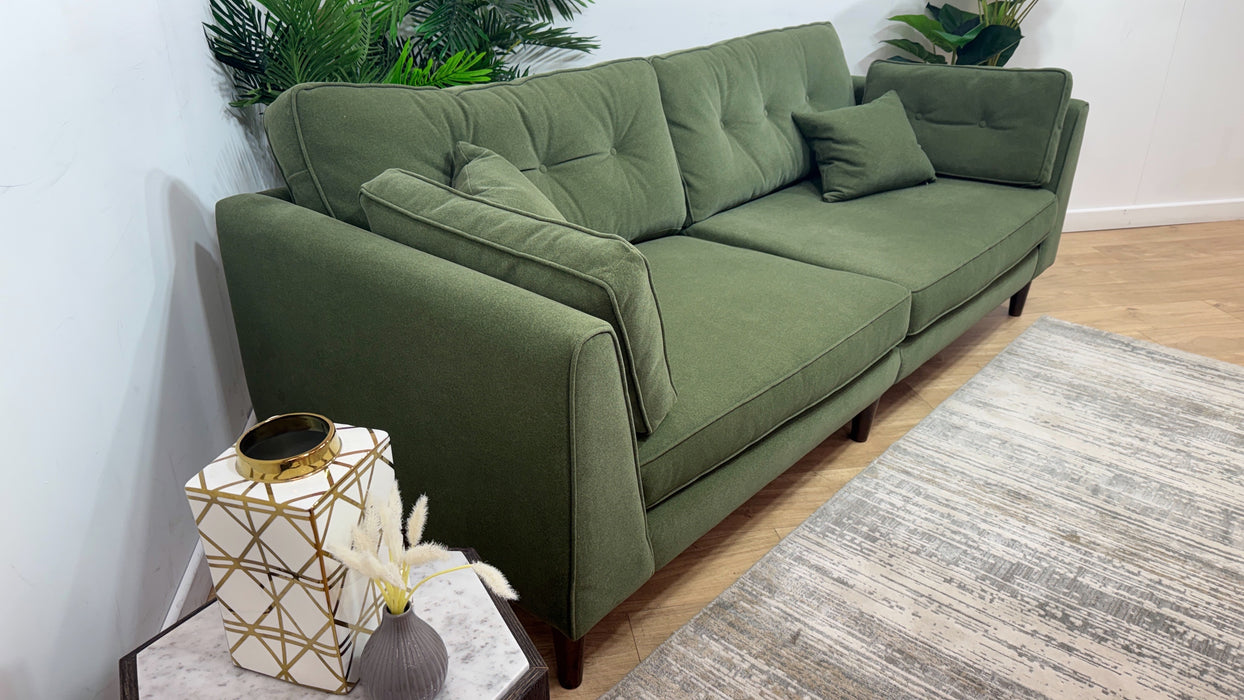 Sofology Cricket Fabric 4 Seater Split in Lifestyle Smooth Fabric Moss