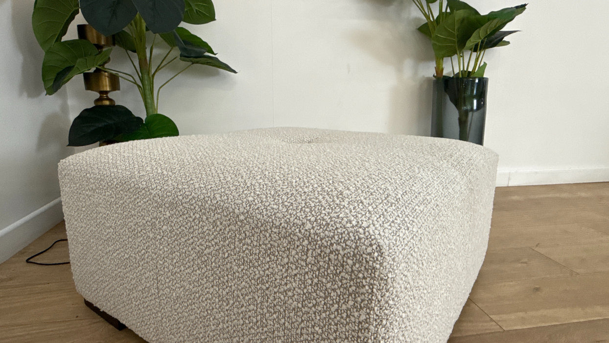 Sofology Artisan Fabric Designer Footstool in Chunky Boucle Natural