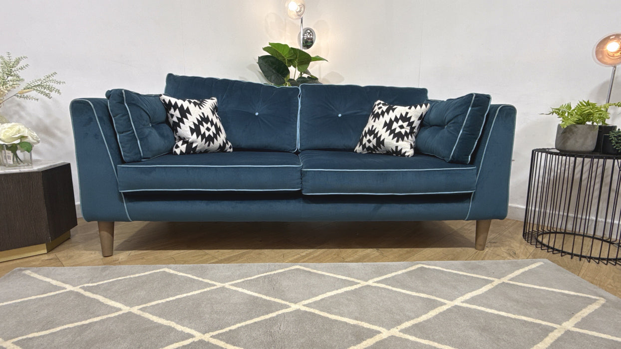 Sofology Cricket Fabric 3 Seater in Teal Velvet Mix