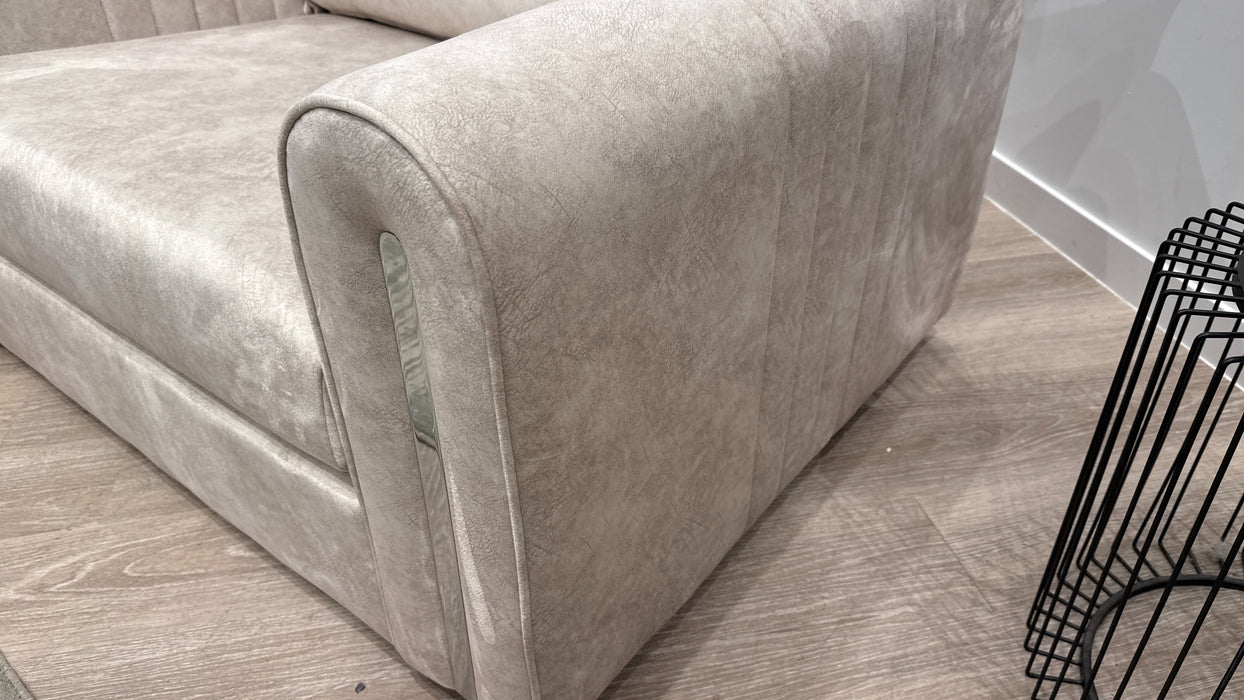 Sofology Savoy Fabric Loveseat Silver Trim in Lifestyle Dapple Fabric Marble Mix