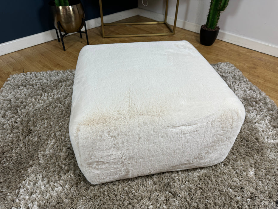 Eski Fabric Designer Foostool - Fur Ivory - ( WA2 )