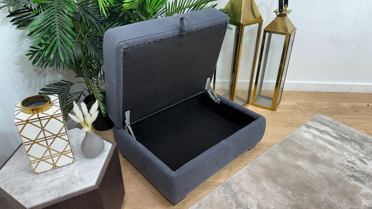 Sofology Sonno Fabric Storage Footstool in Lifestyle Nubuck Feel Steel Grey