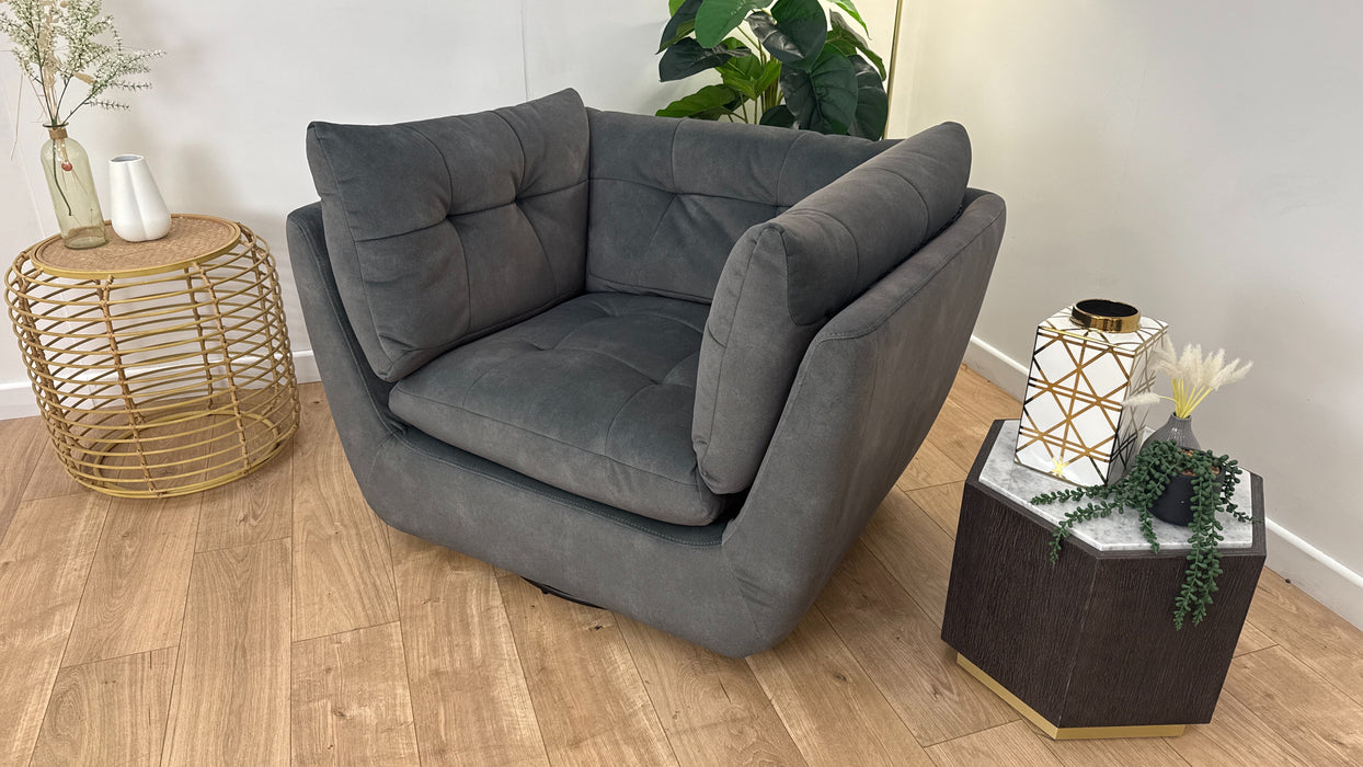 Sofology The Cocoon Fabric Swivel Chair in Lifestyle Flecked Mineral Green