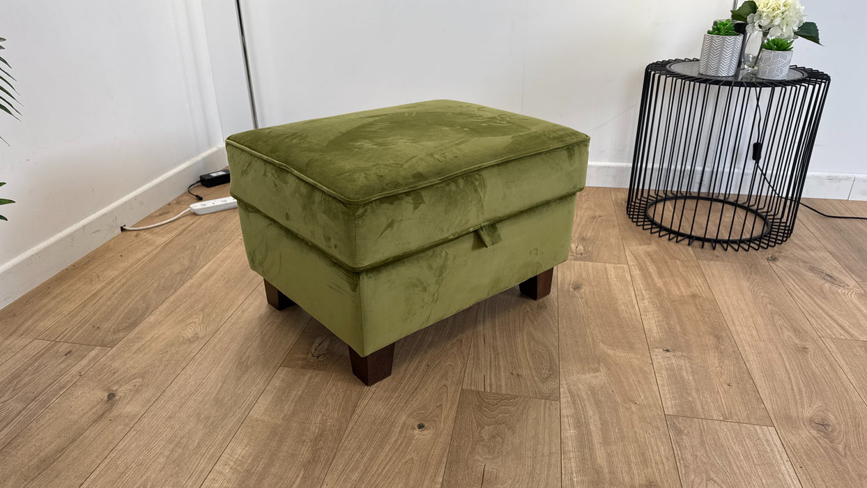 Canterbury  - Fabric Storage Footstool - Velvet Green