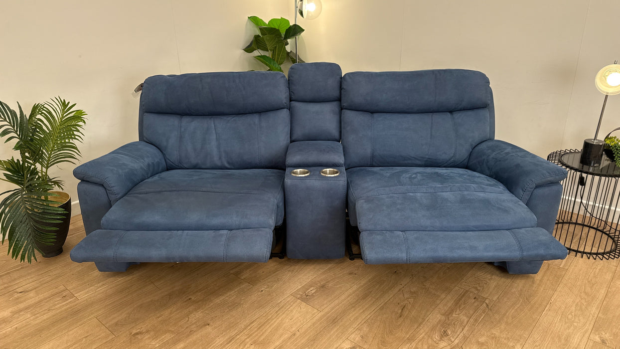 DFS Ronan Fabric Recliner 2 Seater in Blue