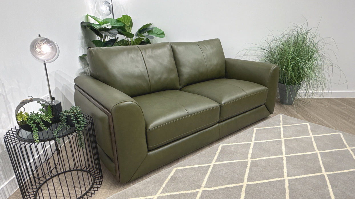 Sofology Elan 2.5 Seater Leather Sofa in Toronto Olive