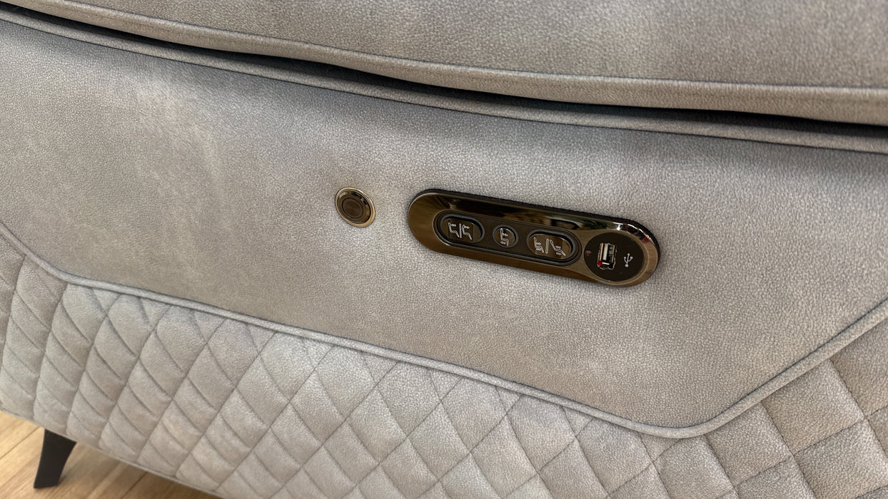 Sofology Ezra Fabric 3 Corner 1.5 Power Recliner/Headrest Heated Seat in Lifestyle Flecked Silver