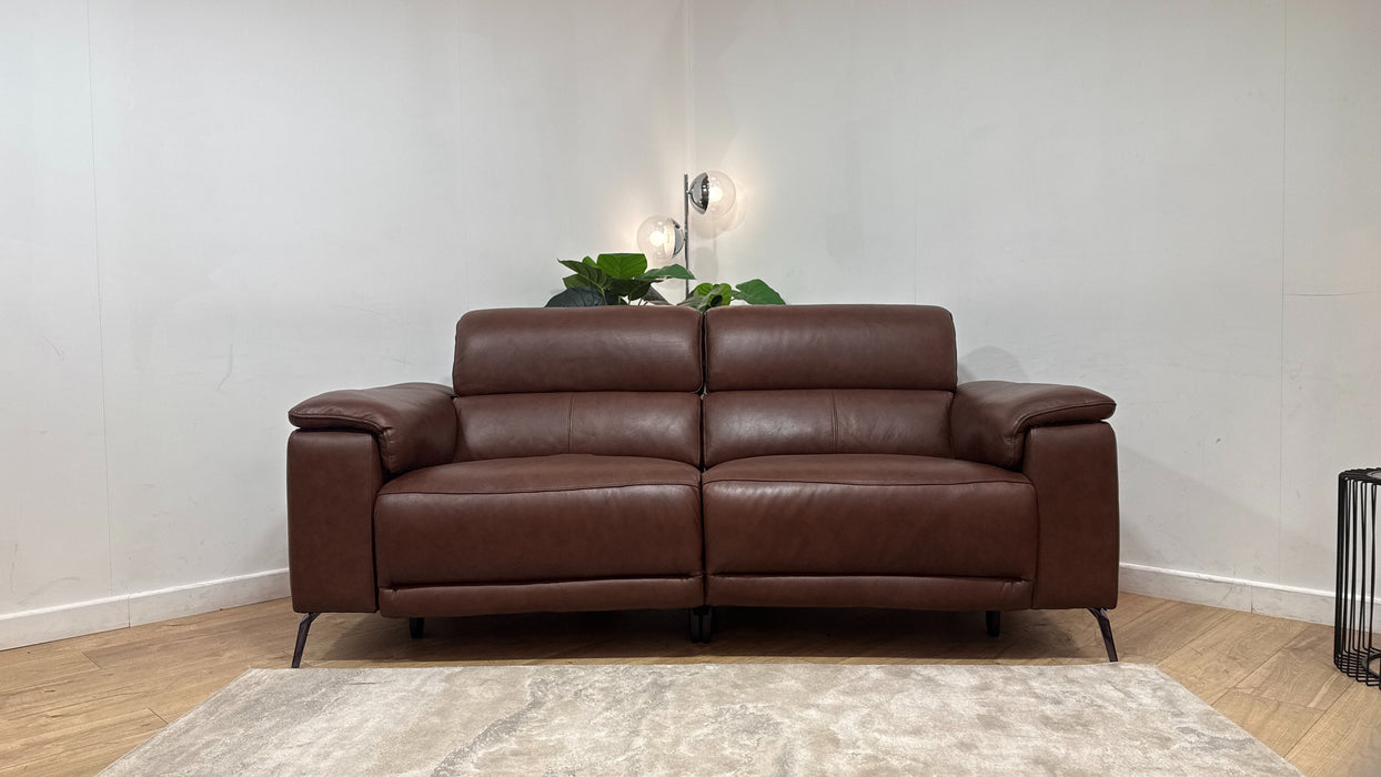 Sofology Fratelli Leather 2.5 Seater Power Recliner/Headrest in Trusty Embossed Chestnut
