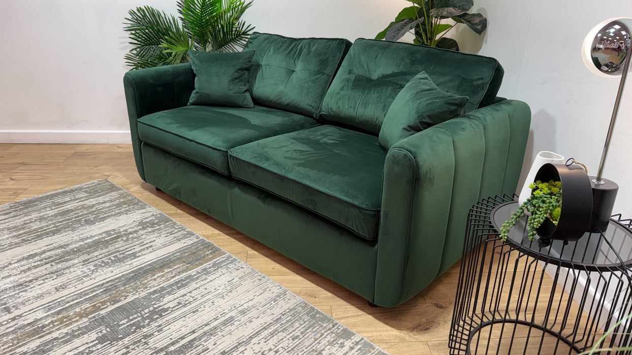 Sofology Islington Fabric 3 Seater Hypnos Deluxe Sofa Bed in Sleek Green
