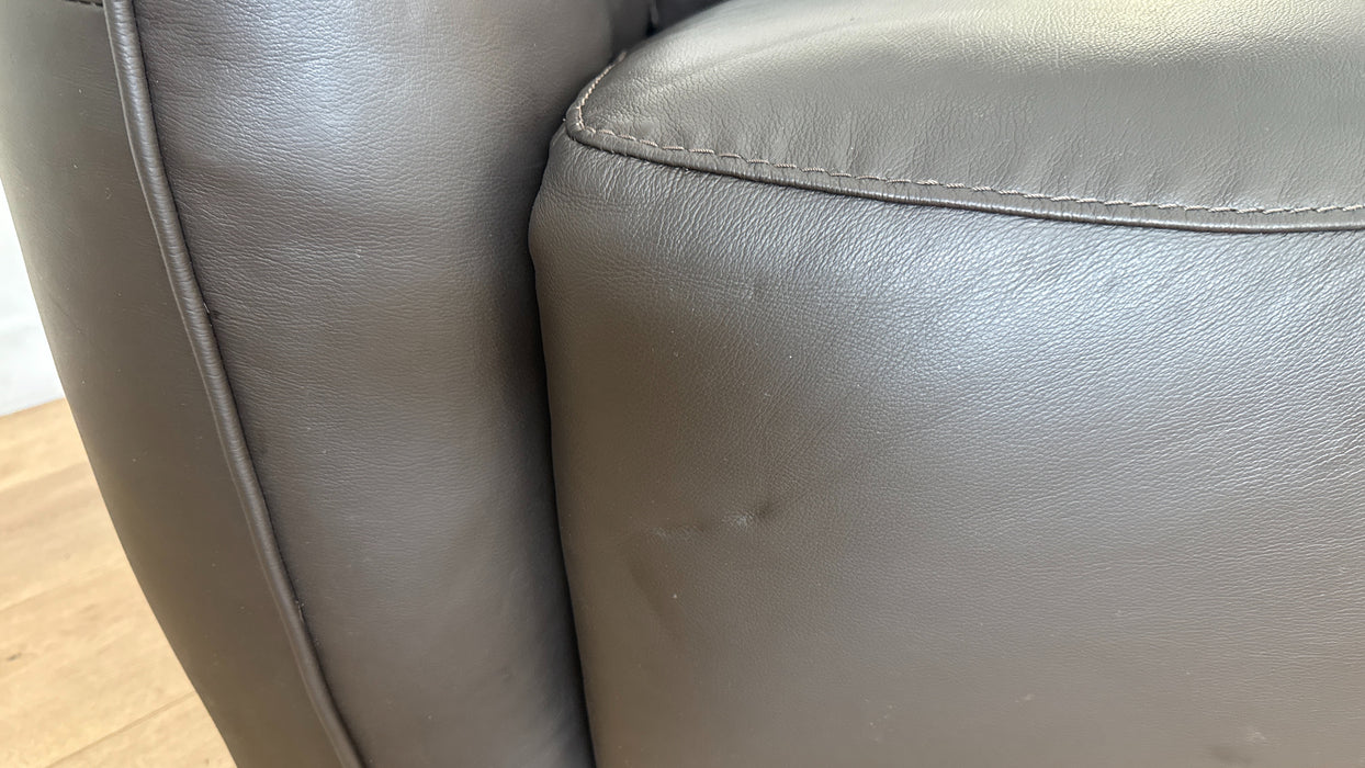 Sofology The Serene Leather 3 Chaise Power Recliner/Headrest in Trusty Matt Dark Brown