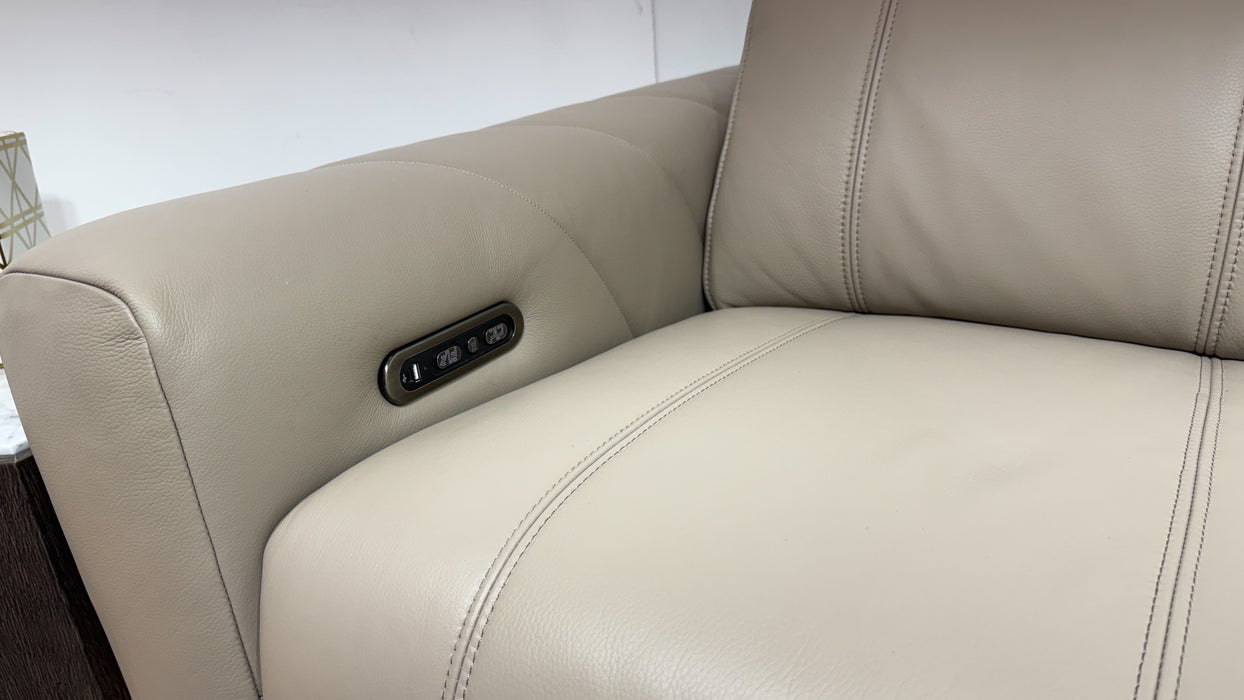 Sofology Allure Leather 2 Seater Power Recliner/Headrest in Trusty Embossed Stone