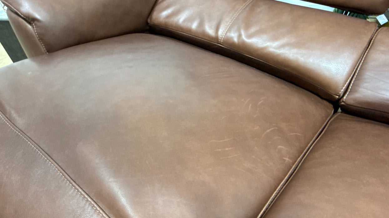 Sofology Illinois Leather 3 Seater Power Recliner/Headrest in Relaxed Soft Brown