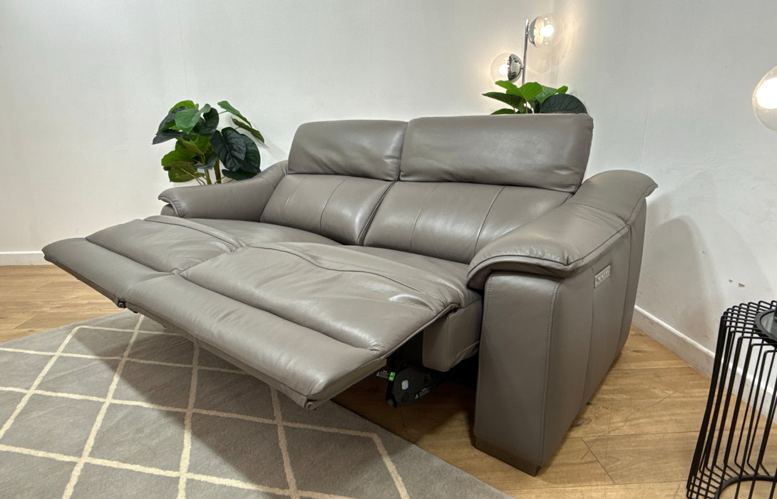 Sofology Carrera Leather 2.5 Seater Power Recliner/Headrest in Trusty Embossed Elephant
