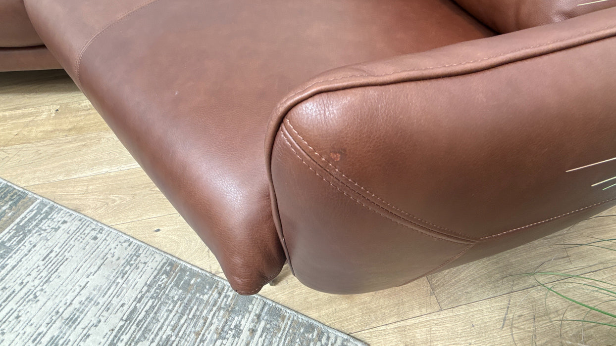 Sofology Adler Leather 4 Seater Asymmetric in Relaxed Soft Brown