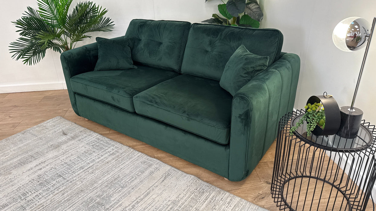 Sofology Islington Fabric 3 Seater Hypnos Deluxe Sofa Bed in Sleek Green