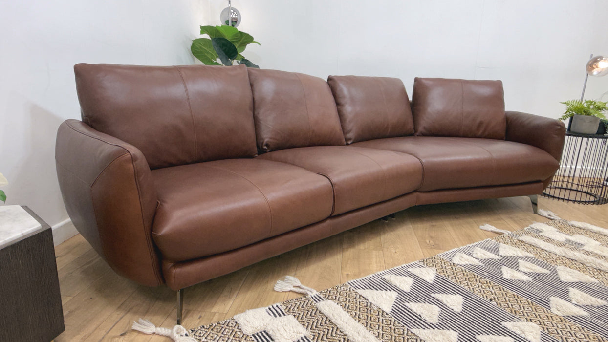 Sofology Adler Leather 4 Seater Asymmetric in Relaxed Soft Brown