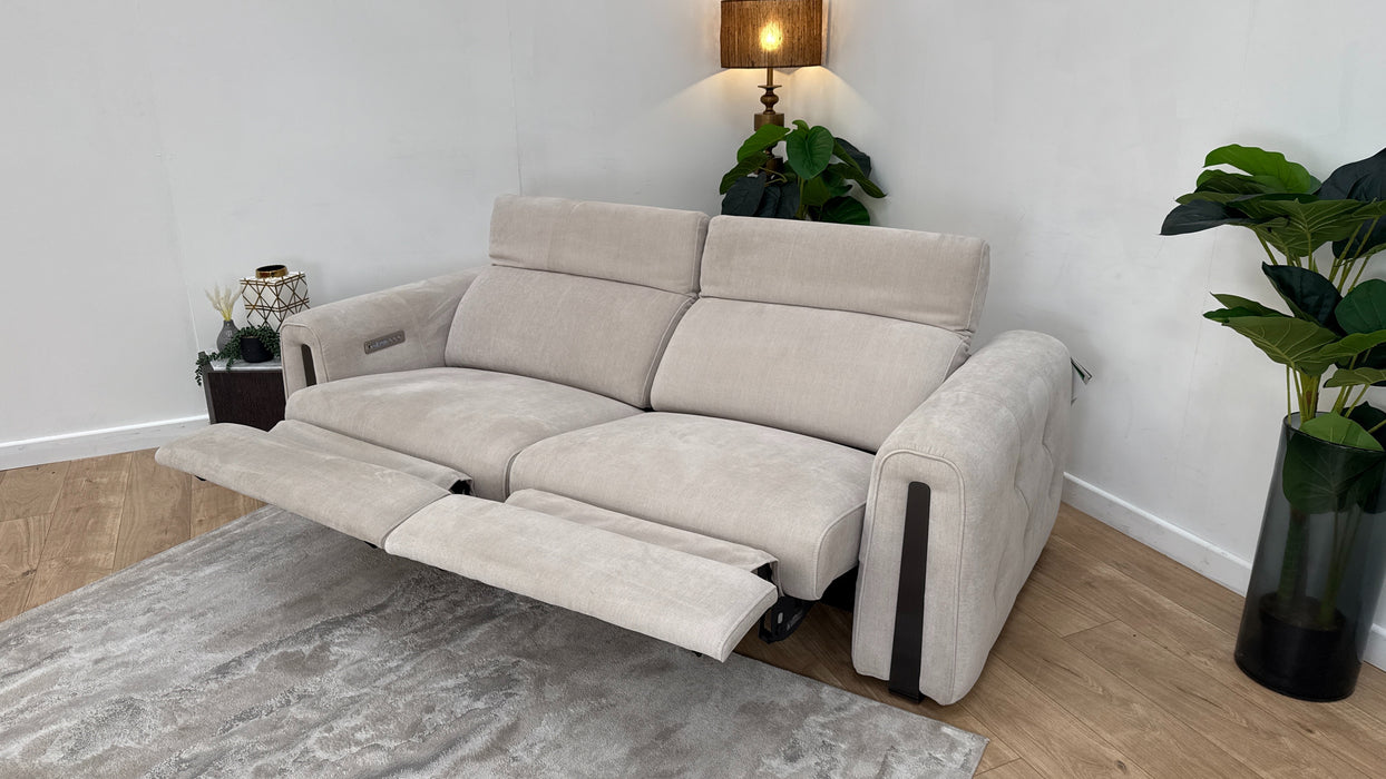 Sofology Kingsbridge Fabric 2.5 Seater Power Recliner/Headrest in Relaxed Chenille Cotton