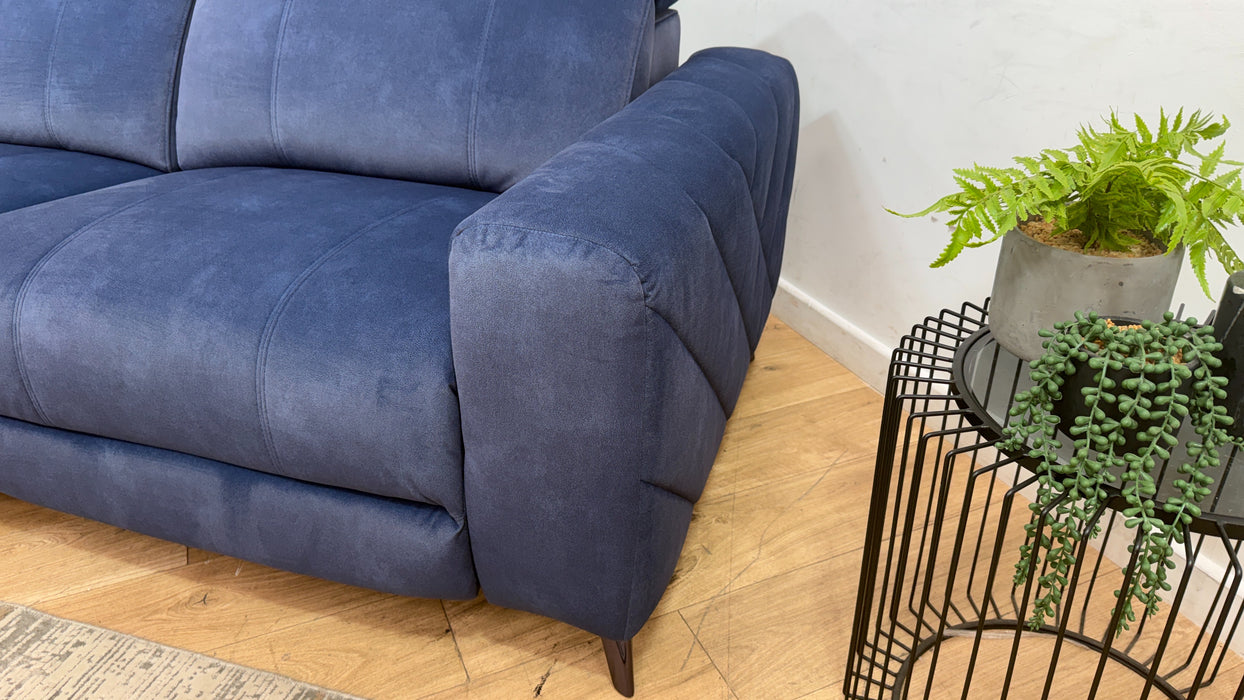 Sofology Allure Fabric 2.5 Seater Power Recliner/Headrest Lumbar Support in Lifestyle Flecked Navy