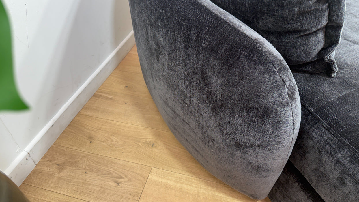 Sofology Portobello Fabric Chaise 3 Seater Foam Seats Storage in Luxury Chenille Anthracite