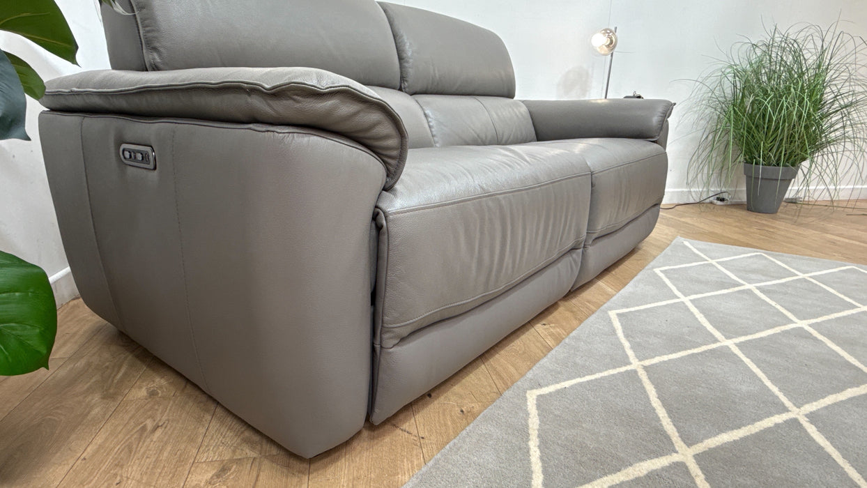 Sofology Hugo Leather 2 Seater Power Recliner/Headrest in Trusty Embossed Elephant