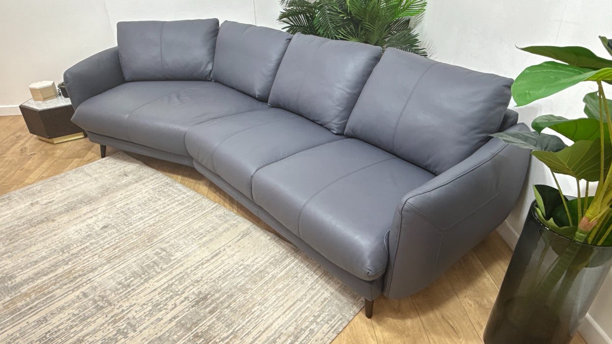 Sofology Adler Leather Asymmetric 4 Seater in Trusty Matt Steel Blue