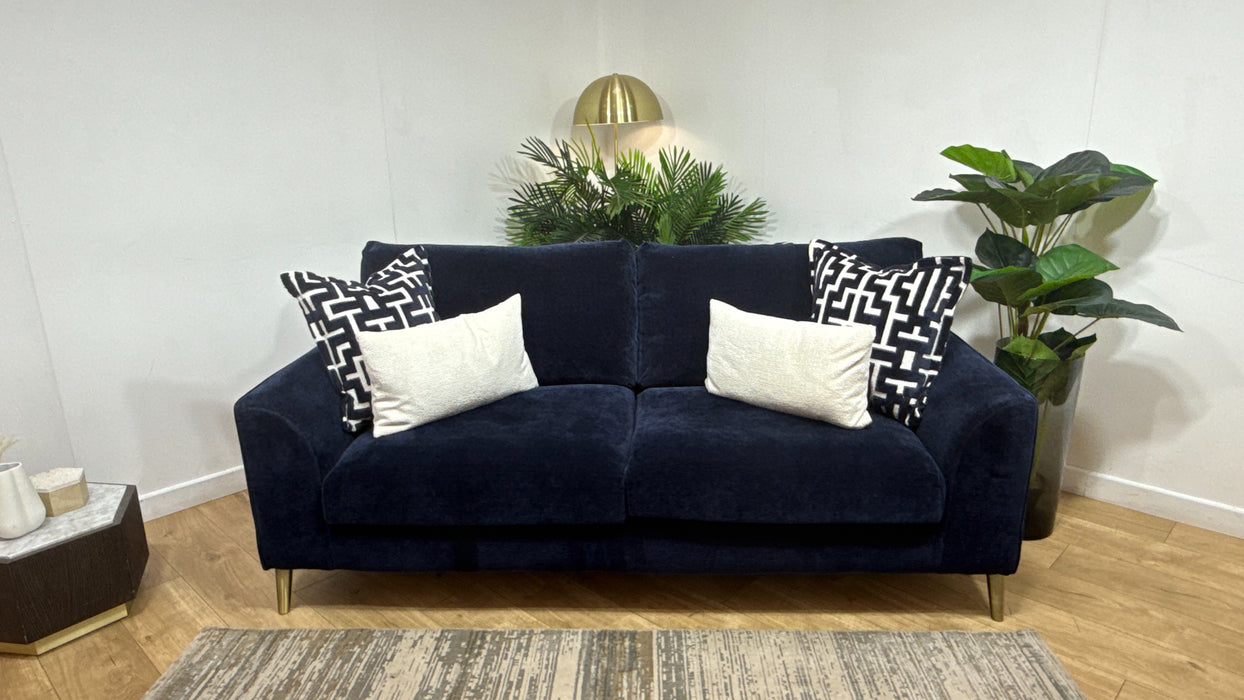 Sofology Mayfair Fabric 3 Seater Foam Seats in Soft Chenille Navy/Navy Mix