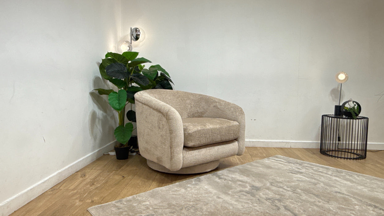 Sofology Westwood Fabric Swivel Chair in Teddy Chenille Natural Mix