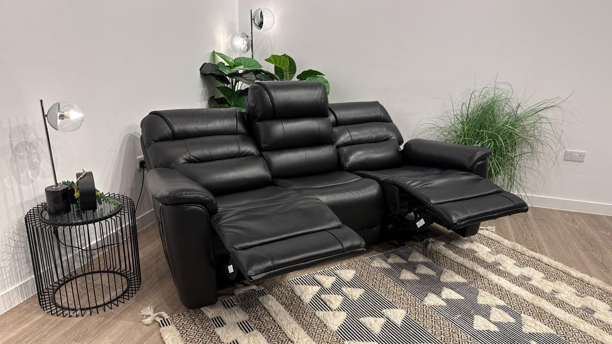 Sofology Cleveland Fabric 3 Seater Power Recline In Trusty Embossed Jet Black