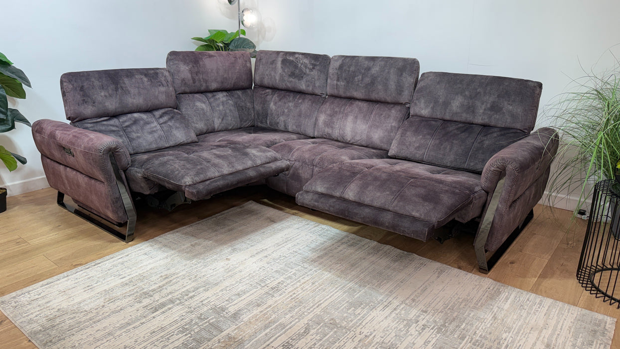 Sofology Packham Fabric 1 Corner 3 Power Recliner/Headrest in Decent Charcoal