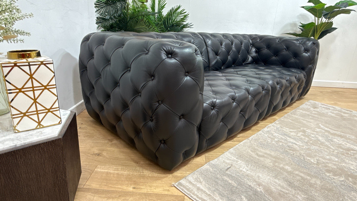 Sofology Venezia Leather 3 Seater in Trusty Embossed Black