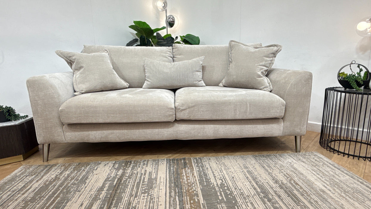 Sofology Mayfair Fabric 3 Seater Foam Seats in Soft Chenille Linen