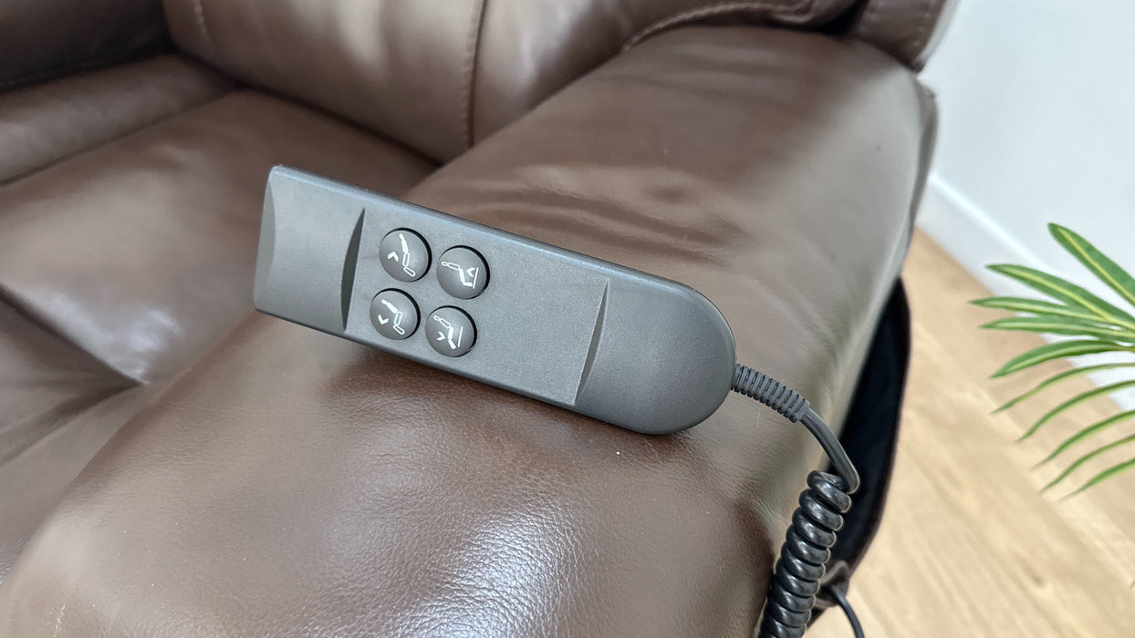 Sofology Radleigh Leather Lift & Rise Chair in Relaxed Embossed Dark Brown