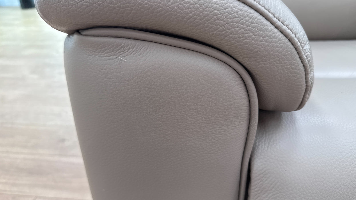 Sofology Cleveland Leather Chair Power Recliner/Headrest Heated Seat Lumbar in Trusty Embossed Stone