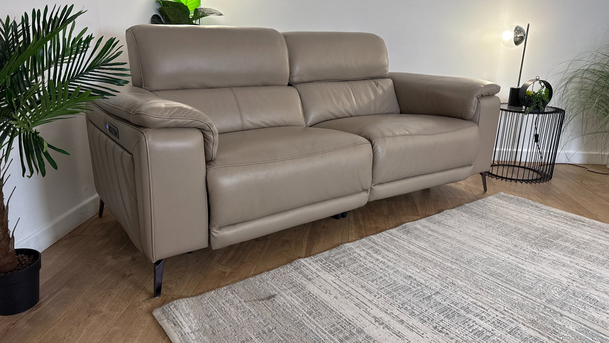 Sofology The Fratelli Leather 2.5 Seater Power Recliner/Headrest in Trusty Embossed Stone