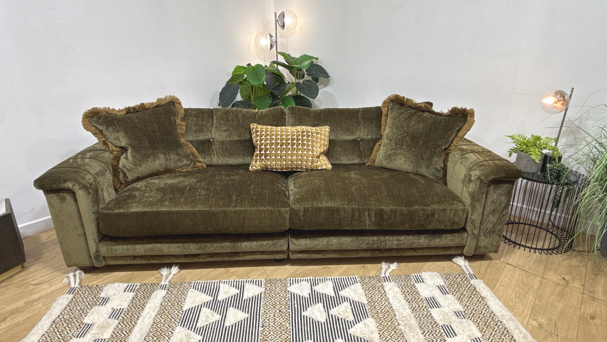 Sofology Regency Fabric 4 Seater Split Foam Seats in Luxe Chenille Olive Mix