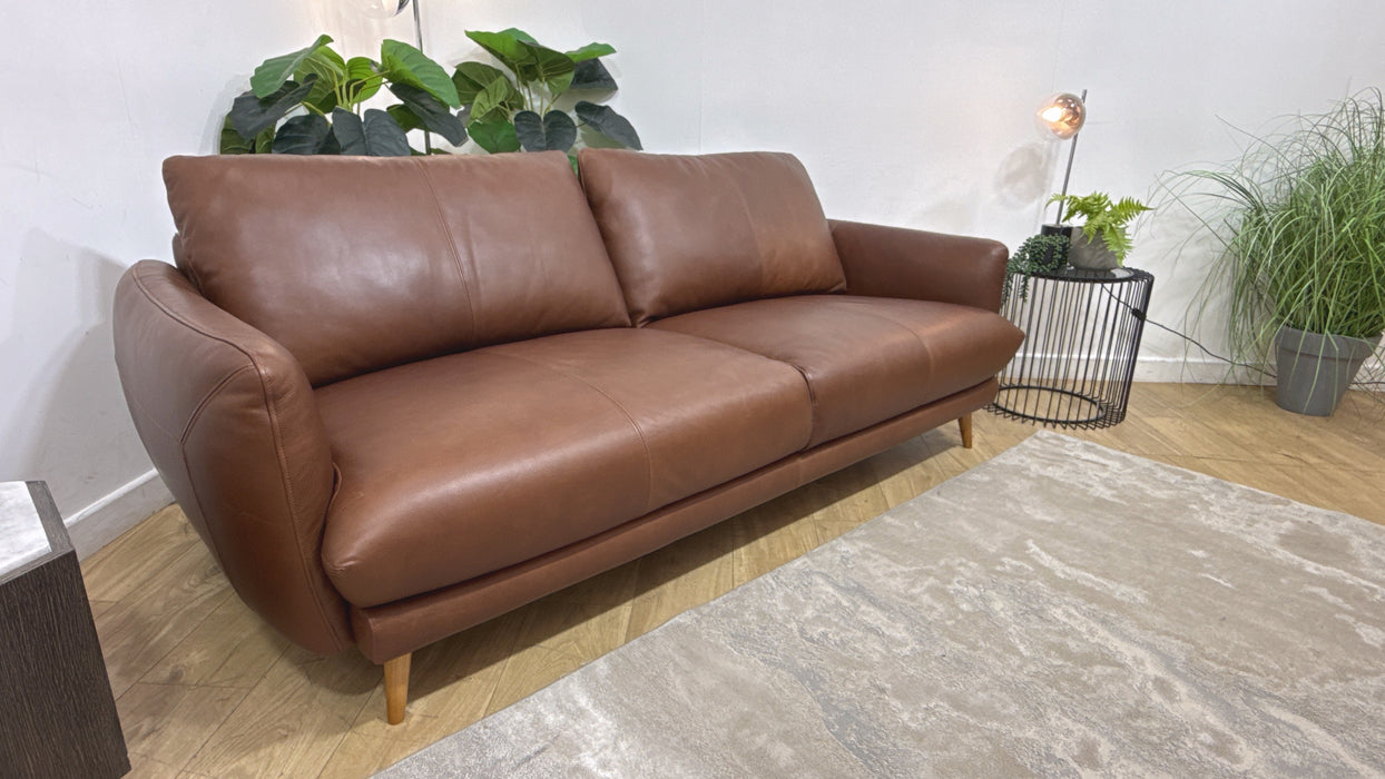 Sofology Adler Leather 3 Seater in Relaxed Soft Brown