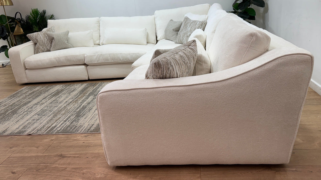 Sofology Bellagio Fabric 3 Corner 3 Reversible Feather Flex Seats in Chunky Luxe Chenille Snow Mix