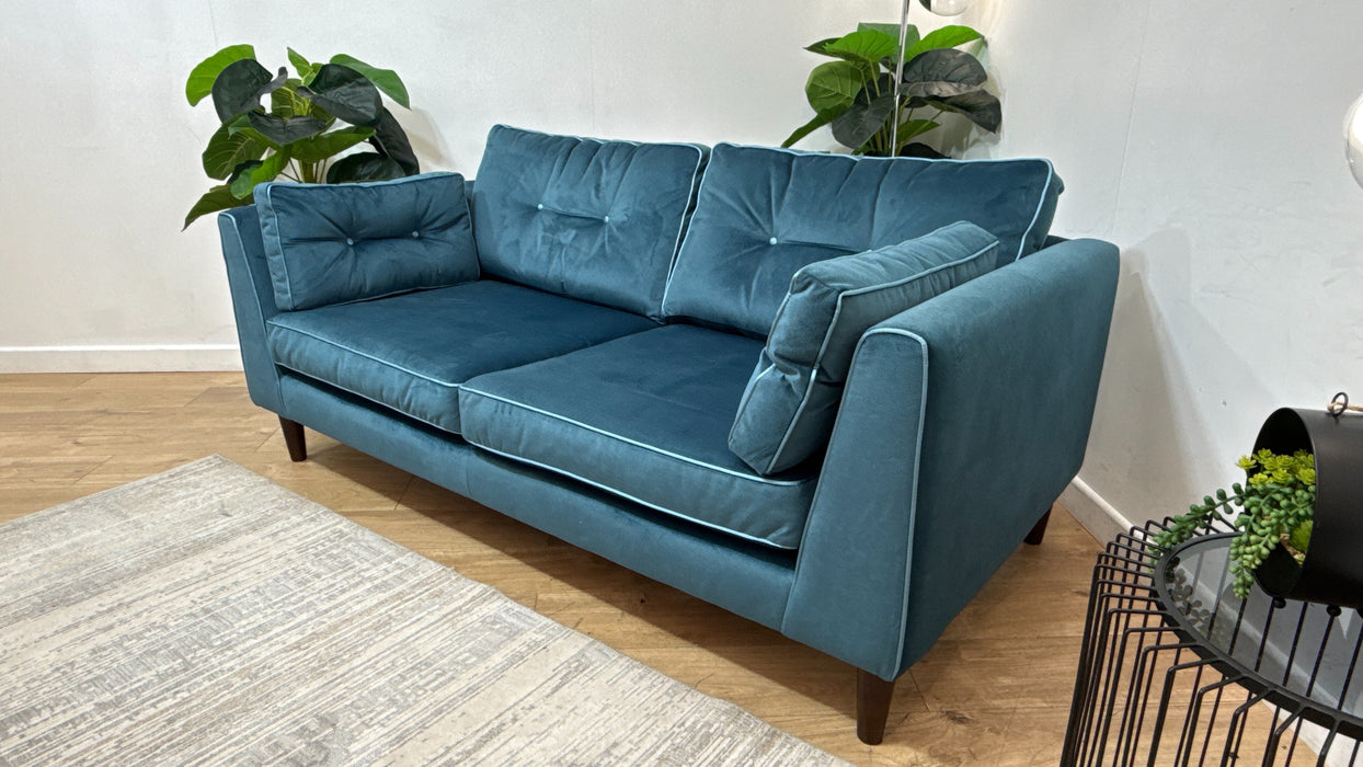 Sofology Cricket Fabric 3 Seater in Teal Velvet Mix