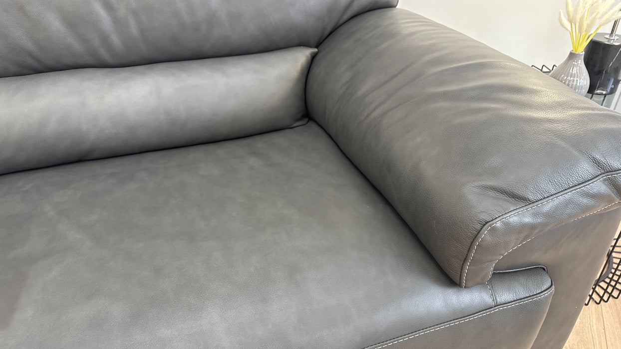 Santino 3 - Leather Sofa - Caruso Slate