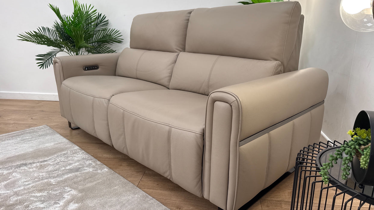 Sofology Ravello 2.5 Reclining Leather Sofa in Trusty Embossed Stone