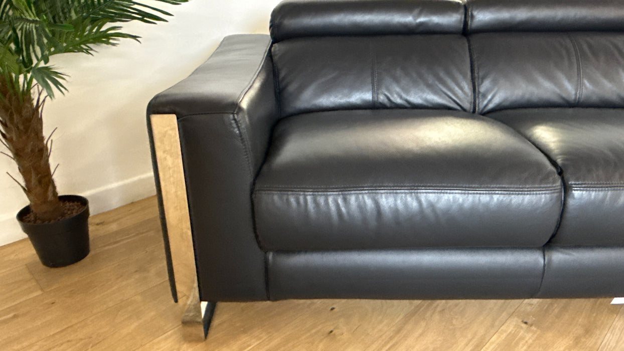 Sofology The Torres Leather 4 Seater in Jet Black