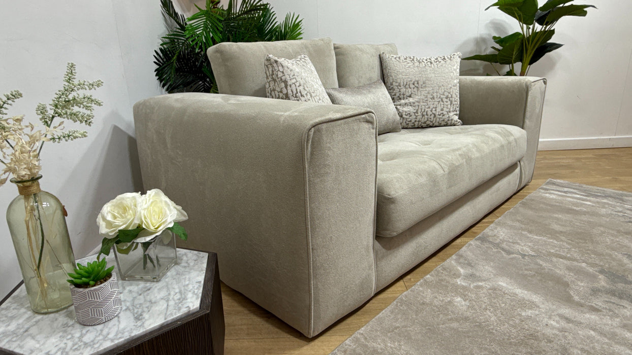 Sofology Ascot Fabric 2 Seater Bench Seat in Soft Sherpa Stone Mix