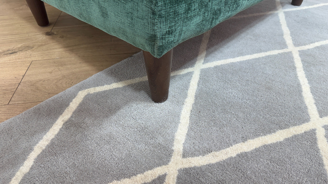 Sofology Cricket Fabric Combi Footstool in Luxe Chenille Forest Green